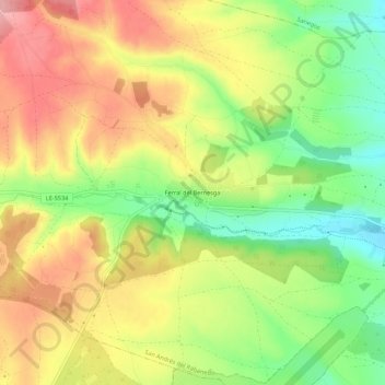 Topografische kaart Ferral del Bernesga, hoogte, reliëf