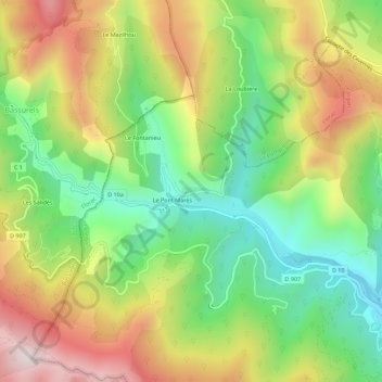 Topografische kaart Mas Supérieur, hoogte, reliëf