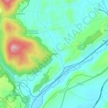 Topografische kaart Bercedo, hoogte, reliëf