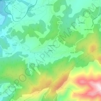 Topografische kaart Anleo, hoogte, reliëf