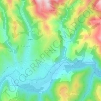 Topografische kaart Dealu Muntelui, hoogte, reliëf