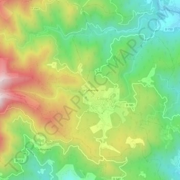 Topografische kaart La Cabanelle, hoogte, reliëf