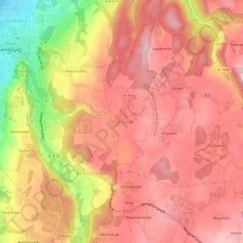 Topografische kaart Hinzistobel, hoogte, reliëf