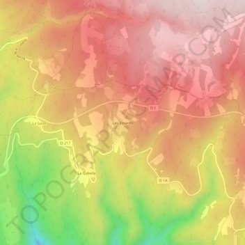 Topografische kaart Les Isnards, hoogte, reliëf