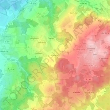 Topografische kaart Schmidham, hoogte, reliëf
