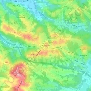 Topografische kaart Mendilazkor, hoogte, reliëf