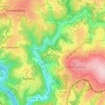 Topografische kaart Holz, hoogte, reliëf
