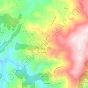 Topografische kaart Busmente, hoogte, reliëf