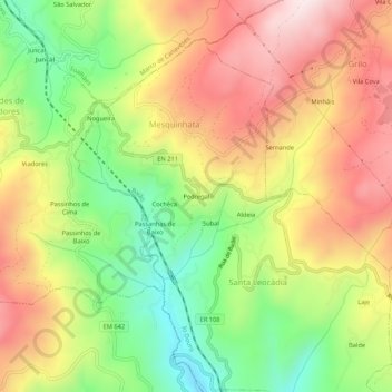 Topografische kaart Pedregal, hoogte, reliëf