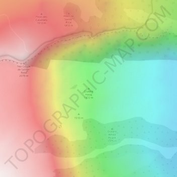 Topografische kaart Cratère Haug, hoogte, reliëf