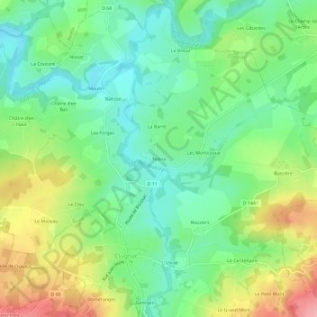 Topografische kaart Telline, hoogte, reliëf