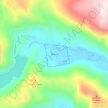 Topografische kaart Platoro, hoogte, reliëf