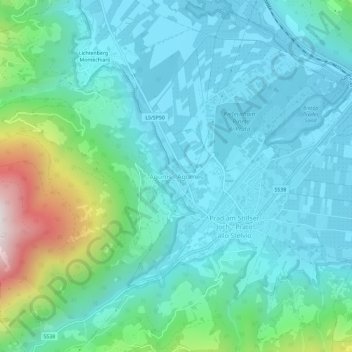 Topografische kaart Agumes, hoogte, reliëf
