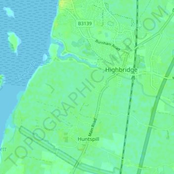 Topografische kaart Alstone, hoogte, reliëf