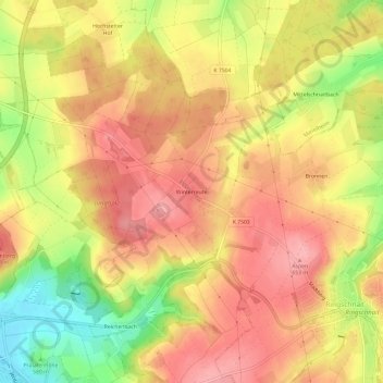 Topografische kaart Winterreute, hoogte, reliëf