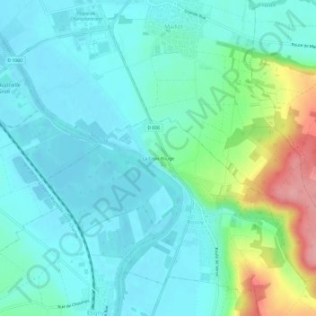 Topografische kaart La Croix Rouge, hoogte, reliëf