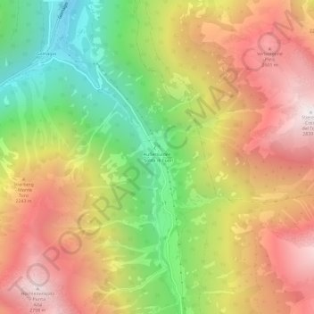 Topografische kaart Außersulden, hoogte, reliëf