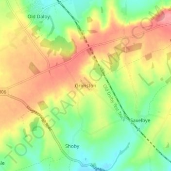 Topografische kaart Grimston, hoogte, reliëf