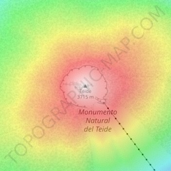 Topografische kaart Teide, hoogte, reliëf