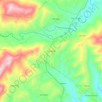 Topografische kaart Frondarola, hoogte, reliëf