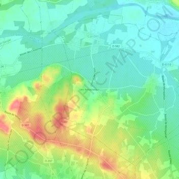 Topografische kaart Les Arnasseaux, hoogte, reliëf