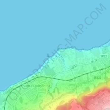 Topografische kaart Riaci, hoogte, reliëf