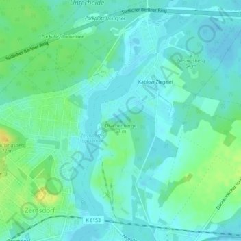 Topografische kaart Drachenberge, hoogte, reliëf