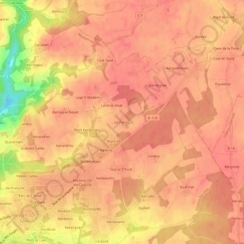 Topografische kaart Le Pariou, hoogte, reliëf