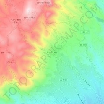 Topografische kaart Los Morales, hoogte, reliëf