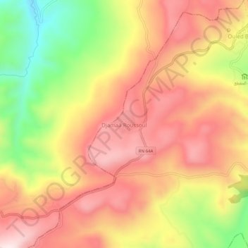Topografische kaart Djamaâ Roussoul, hoogte, reliëf