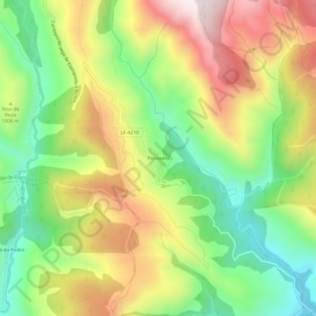 Topografische kaart Penoselo, hoogte, reliëf