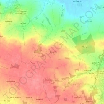 Topografische kaart Bel Air, hoogte, reliëf