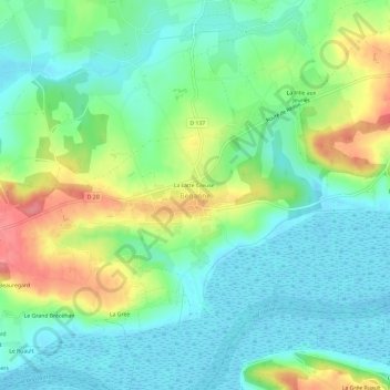 Topografische kaart Béganne, hoogte, reliëf