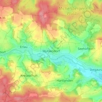 Topografische kaart Mühlendorf, hoogte, reliëf