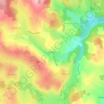 Topografische kaart Rimeizenc, hoogte, reliëf
