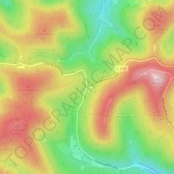 Topografische kaart Hüttenhohl, hoogte, reliëf