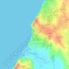Topografische kaart Praia Azul, hoogte, reliëf