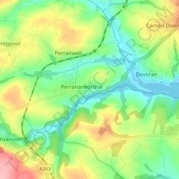 Topografische kaart Church Town, hoogte, reliëf