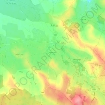 Topografische kaart Bezonnes, hoogte, reliëf