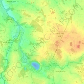 Topografische kaart Le Piltier, hoogte, reliëf
