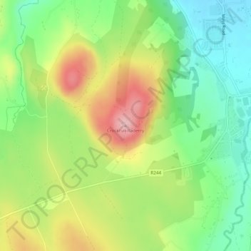 Topografische kaart Crocknakilladerry, hoogte, reliëf