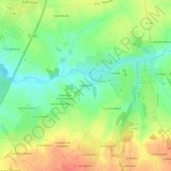 Topografische kaart L'Elemière, hoogte, reliëf