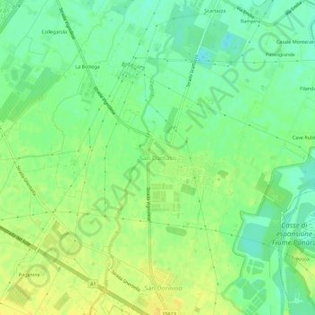 Topografische kaart San Damaso, hoogte, reliëf