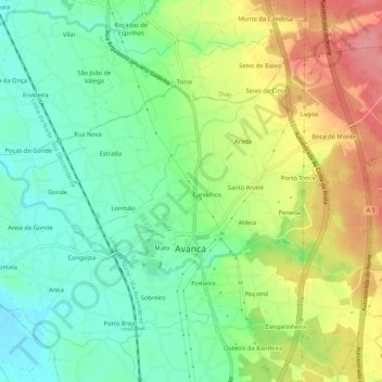 Topografische kaart Valada, hoogte, reliëf