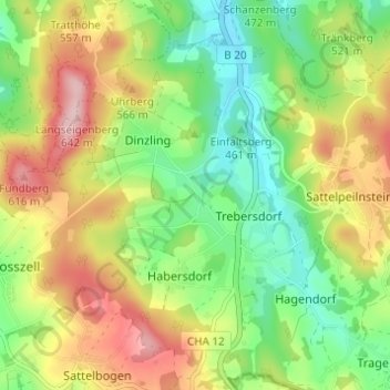 Topografische kaart Wöhrhof, hoogte, reliëf