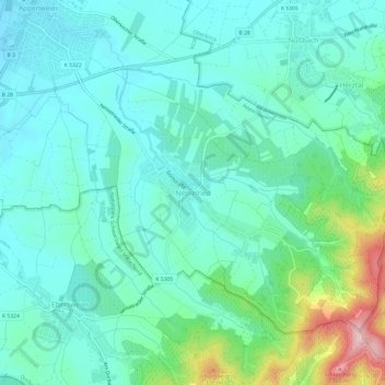 Topografische kaart Nesselried, hoogte, reliëf