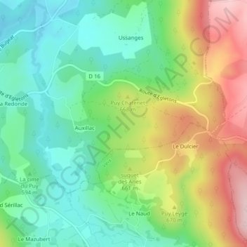 Topografische kaart Bonne Fond, hoogte, reliëf