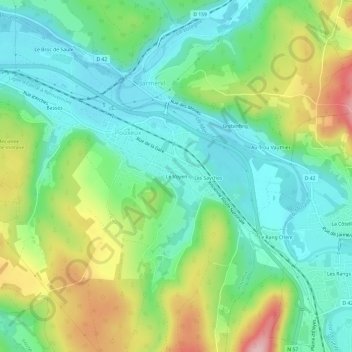 Topografische kaart Le Voyen, hoogte, reliëf