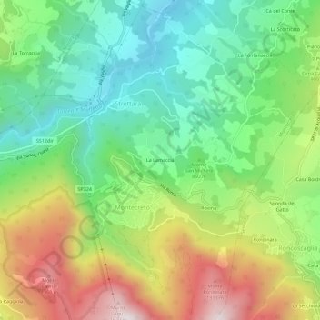 Topografische kaart La Lamaccia, hoogte, reliëf