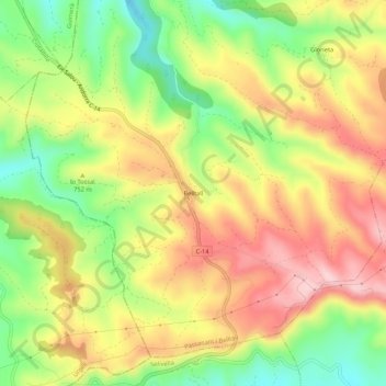 Topografische kaart Belltall, hoogte, reliëf